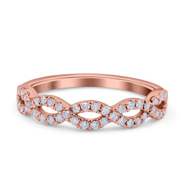 14K Rose Gold 0.35ct Round 4mm G SI Half Eternity Diamond Bands Engagement Wedding Ring Size 6.5